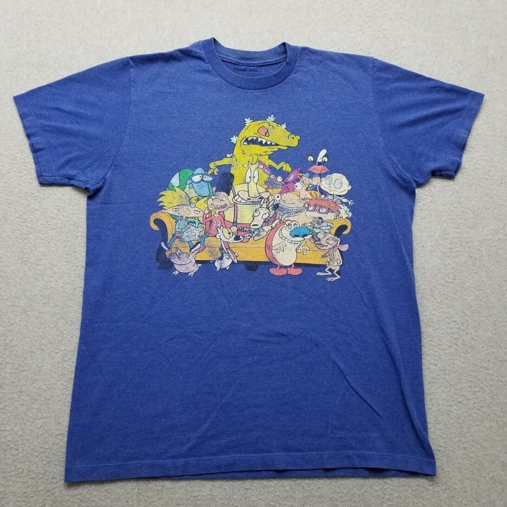 Nickelodeon Shirt Mens Medium Blue‎ Short Sleeve Round Neck Casual